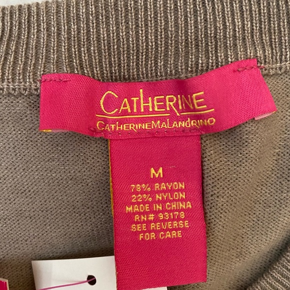 CATHERINE MALANDRINO Bow Back Women’s Taupe Sweater, size Medium, NWT - Picture 9 of 11